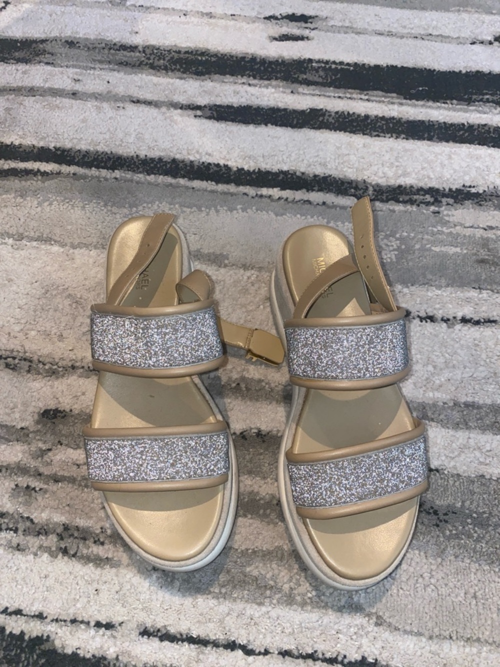 Michael kors Women’s Glitter Strap Sandals in Gold